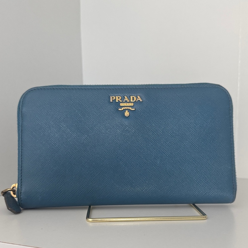 Prada Blue Saffiano Leather Large
Organizer Zippy Wallet - Picture 1 of 10